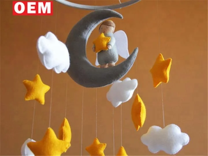 
YLM Yellow and gray nursery decor baby Crib mobile Moon and stars 