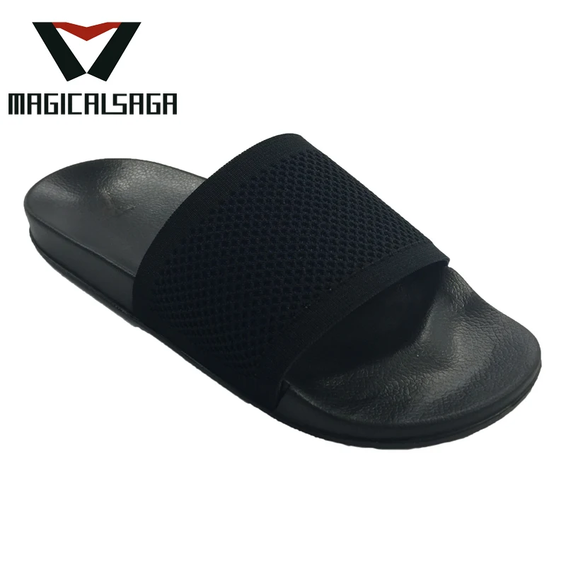 Newest eco-friendly red fly knit material beach sandals upper for slide slipper men sandal