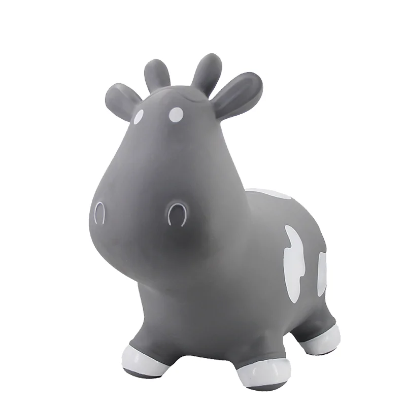
Small Gray Cow Bouncer Hopper Kids Jumping Animal Inflatable Bouncing Animal Toys 
