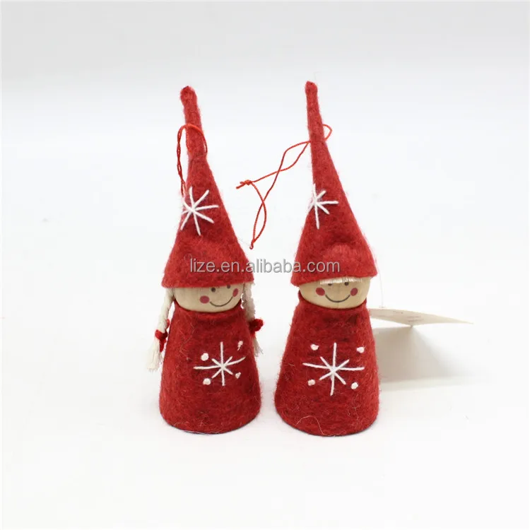 Christmas decoration home craft wood felt elf ornament
