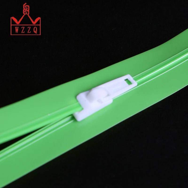 
Lowest price manufacturer color available PE plastic flat zipper 