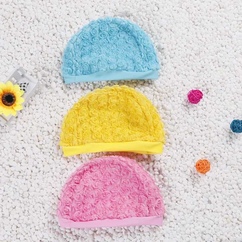 Разрезанная маленькая Цветочная шапочка для плавания из полиэстера для девочек
