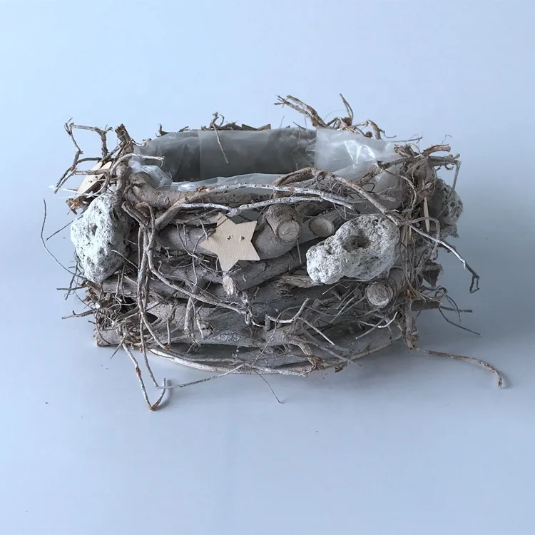 
Handmade home and garden round shape flower pot with stone for decoration 