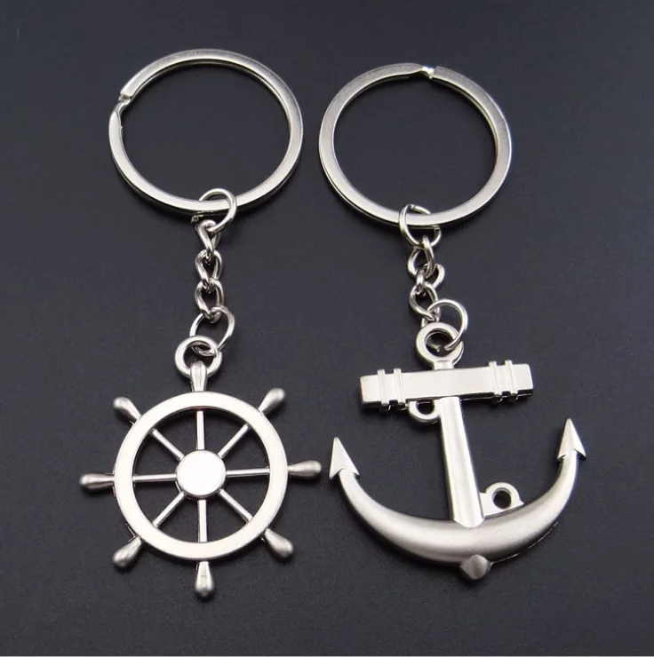 Fashion Silver Style Metal Saling Anchor Shape Souvenir Couple Keychain
