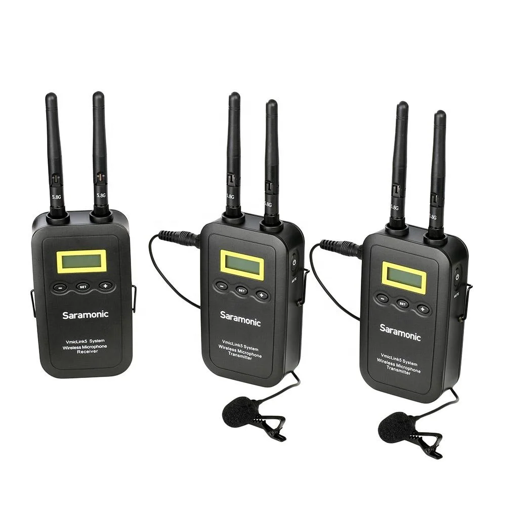 Saramonic VmicLink5 RX + TX 5,8 GHz 2-х местный беспроводной петличный микрофон системы для цифровых зеркальных камер с портативный 3-канальный блок питания камеры монтируемые получ