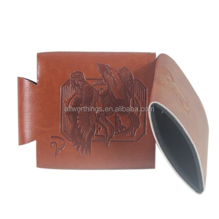 Custom Printed Neoprene PU Leather Beer Can Cooler