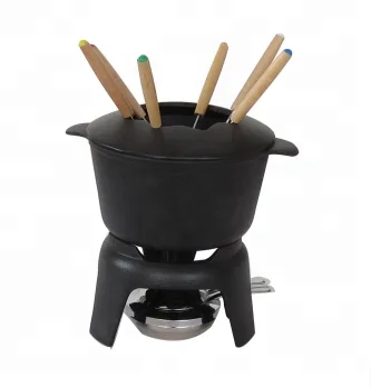 Raclette Swiss Cheese Fondue Grill Camping Cast Iron Fondue Pot With Forks