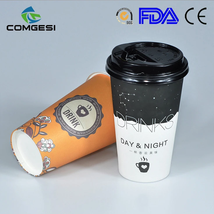 
China Top Sale 12oz 16oz 20oz Disposable Coffee Paper Cup Flexo Printed Hot Cold Drink Paper Cup Manufacturer 