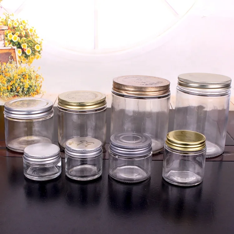 
Cheap round various sizes glass jam jars with screw metal lid 