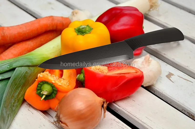 8 inch Black Zirconium Blade Black Ergonomic Handle Matte  Ceramic chef Knife Healthy Kitchen Cutlery with Sheath box