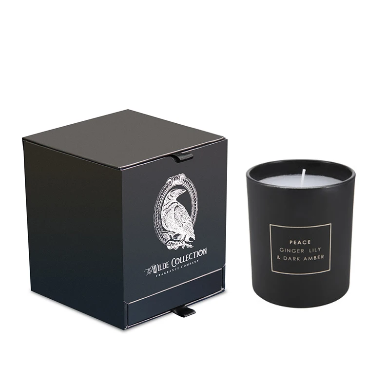 Wholesale Custom Retail Black Scented Luxury magnetic Candle Packaging Boxes with drawer