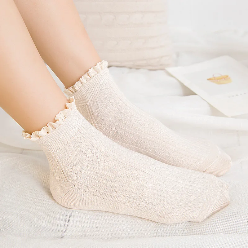 
Up-grade Wholesale Bamboo socks soft women Lace Ankle socks 