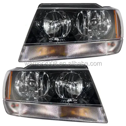 55155129AF 55155128AF HeadLamp headlight for Jeep Grand Cherokee with Park Lamps - Smoked Bezel 2002-2003