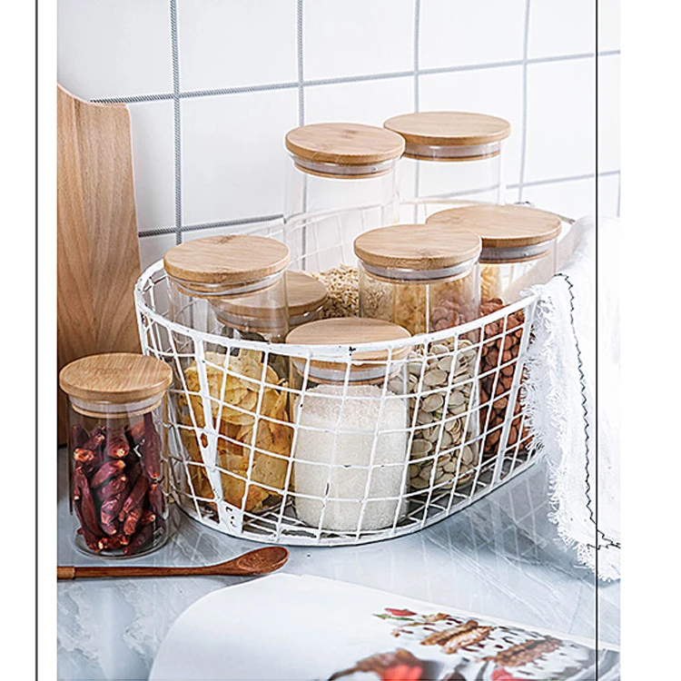 Home Goods Sealed Stacking Air Tight Glass Storage Jar With Bamboo Lid