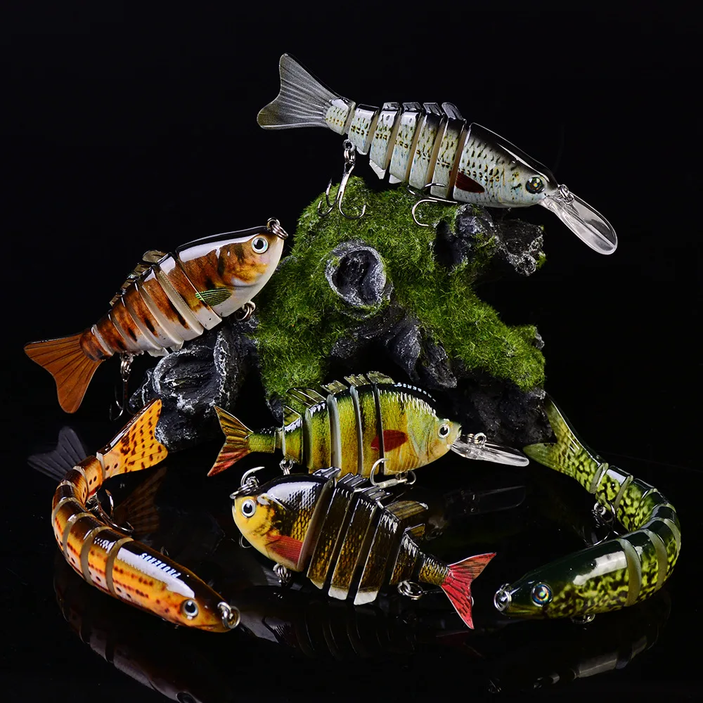 6PCS Pack Fishing Lure 7 Segment Lifelike Swimbait for Hard Body Swim 80-132.8mm Multi Jointed Fishing Lure Set