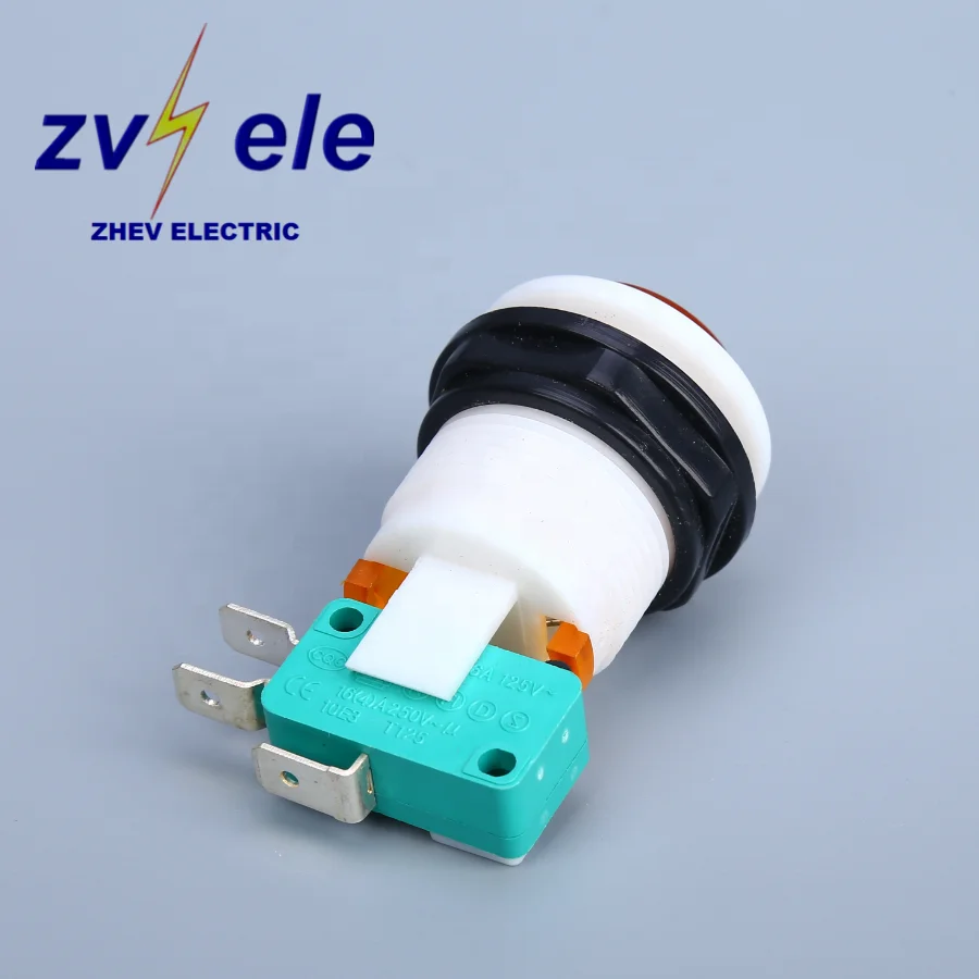 Round Button Arcade Green Micro Switch With White Body Switching