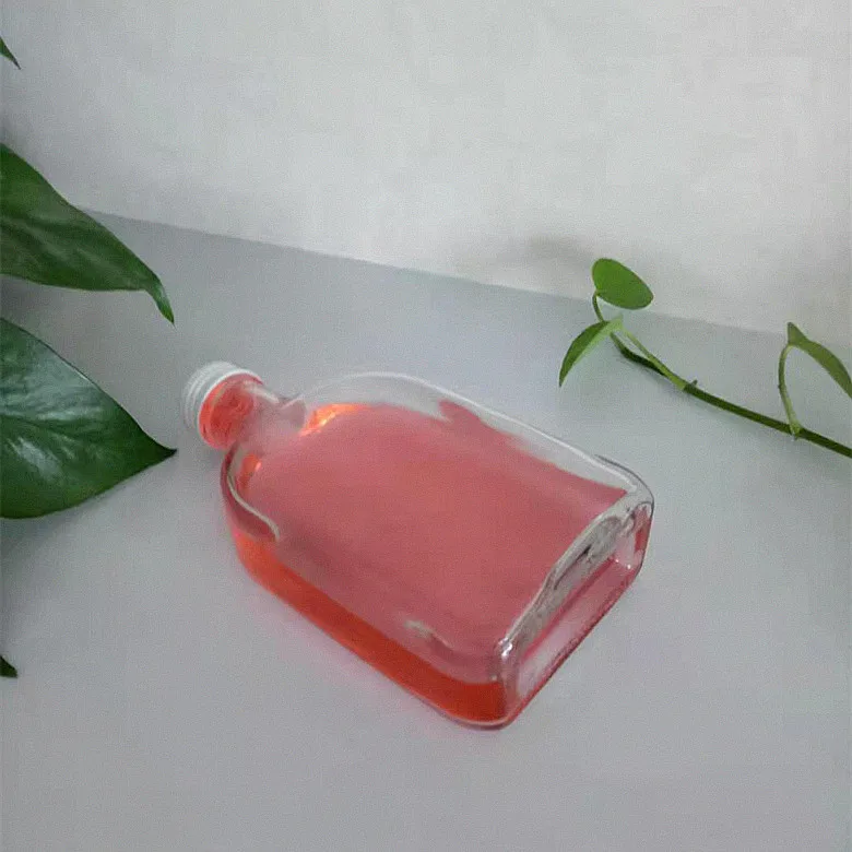 Wholesale new 350 iced tea bottle flat square beverage juice glass bottle