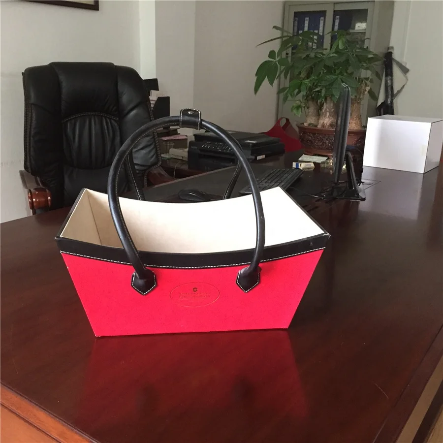 Wholesale Green Color Christmas Decoration Basket Gifts Baskets leather gift baskets