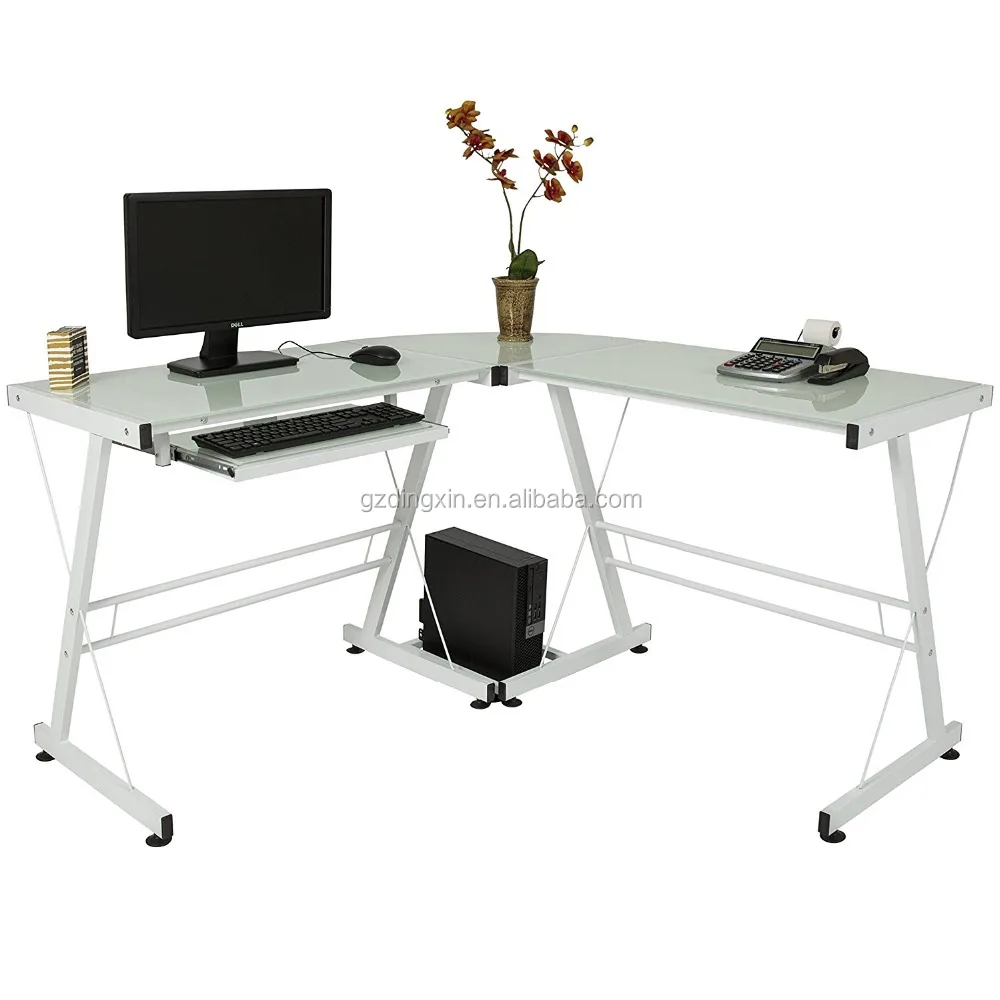 Cheap office table executive ceo desk office desk /Glass Laptop Table Workstation Corner Home Office White(DX-402)