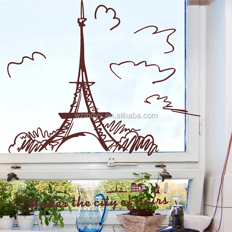 
paris eiffel tower waterproof wall sticker art decoration living wall decal 