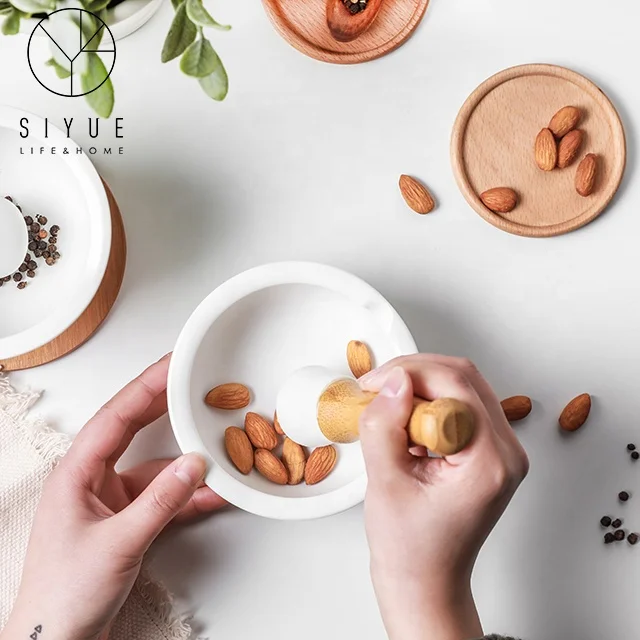 High alumina corundum ceramic mortar and pestle with lid