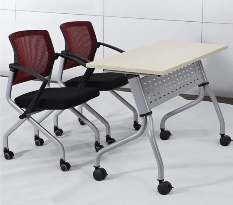 Removeable Office Furniture Conference Room Training Desk Folding Extendable Table With Wheels