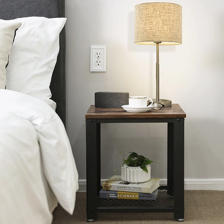 Wholesale Furniture Manufacturers Dark Bedside Small Corner End Table Small Metal Side Table
