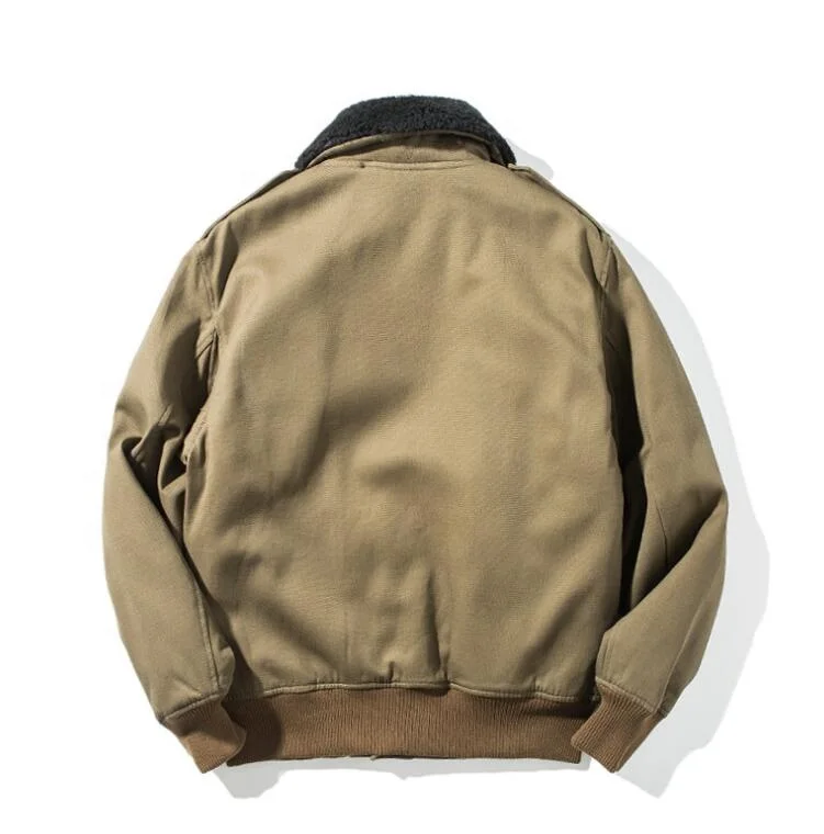 sherpa denim slim fit bomber Winter European And American Bomber Lamb Fur Lining Big Jacket OEM Suede Leather Jacket Men