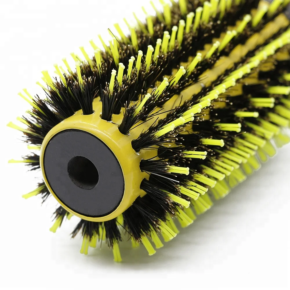 Shining Yellow Ceramic Coating Barrel Round Brush Boar Bristle Curling Hair Brush