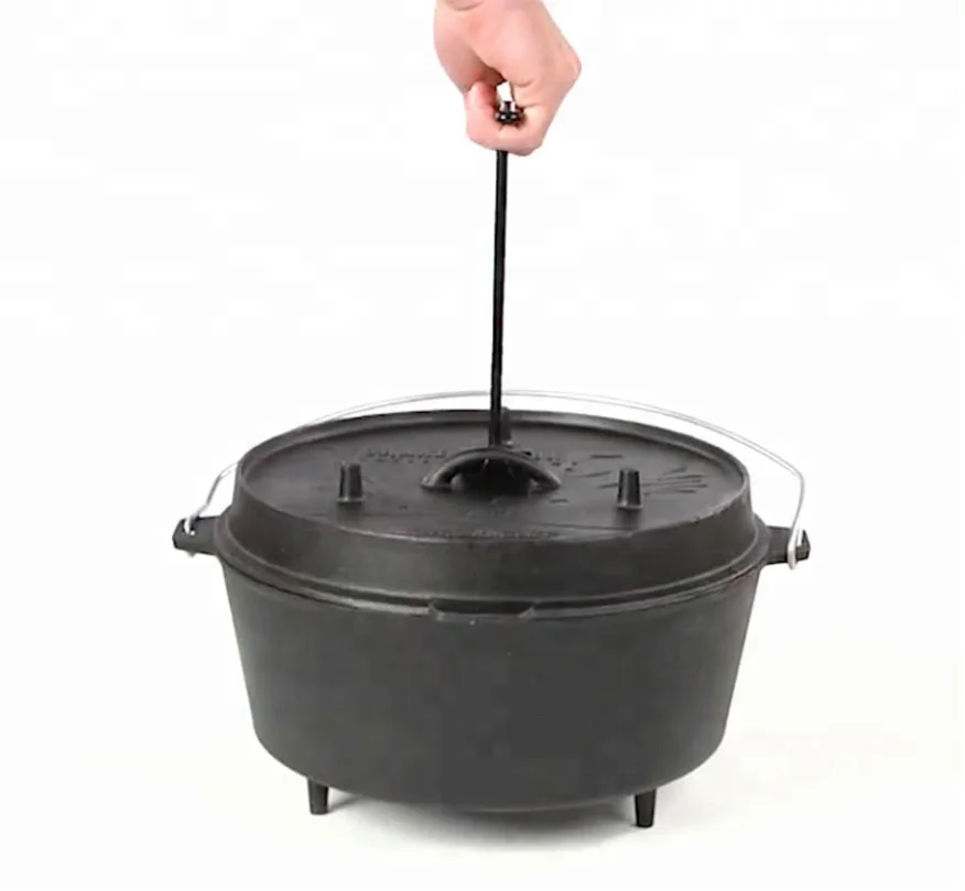 2 in 1 Camp Grill Pan Lid! Pre-Seasoned Cast Iron Dutch Oven Charcoal Wood