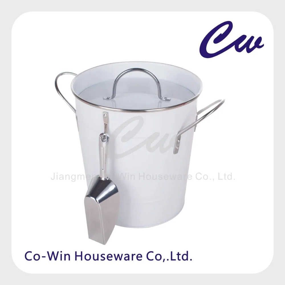Galvanized Steel Metal Ice Bucket With Plastic Inner Liner And Lid Scoop / Ice Bucket / Champagne Bucket
