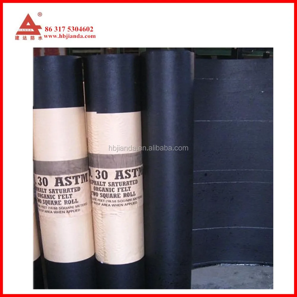 ASTM types petroleum asphalt roofing felt ASTM D-4869 15# and ASTM D-226 black building paper tar felt
