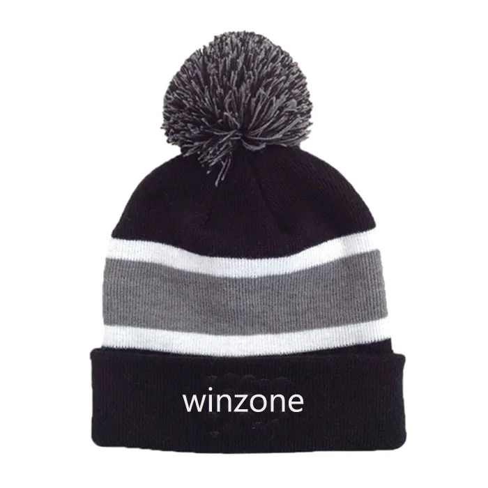 
custom winter embroidery beanies with pompom beanies with custom label 
