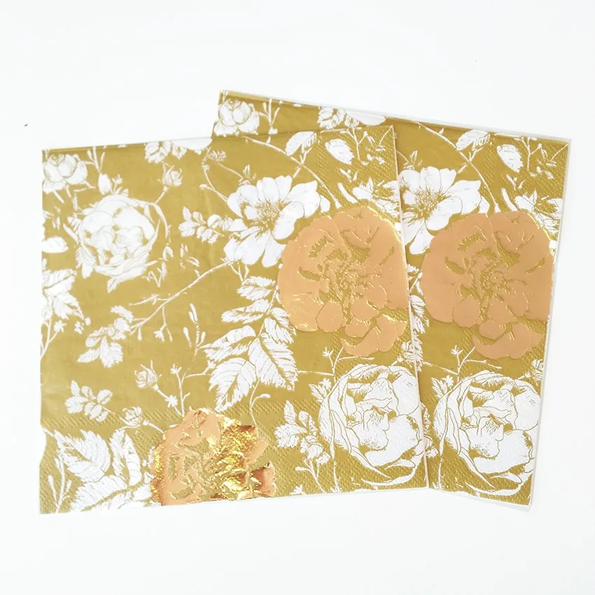 Heart Shaped  Virgin Wood Pulp  Napkin Printed Happy Birthday  Gold Blocking Napkins Colorful Cloth Square Table Decoration