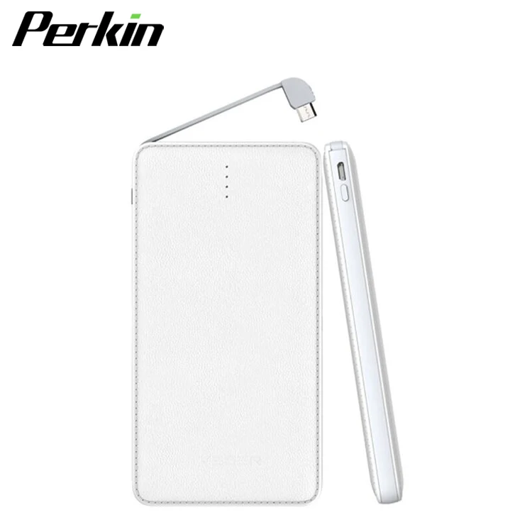 
PP1008 New hot selling ultra-thin Large capacity leather cable built-in external battery power bank 10000mah 