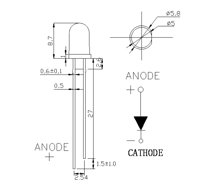 
through hole 5mm round uv 365nm led diode 
