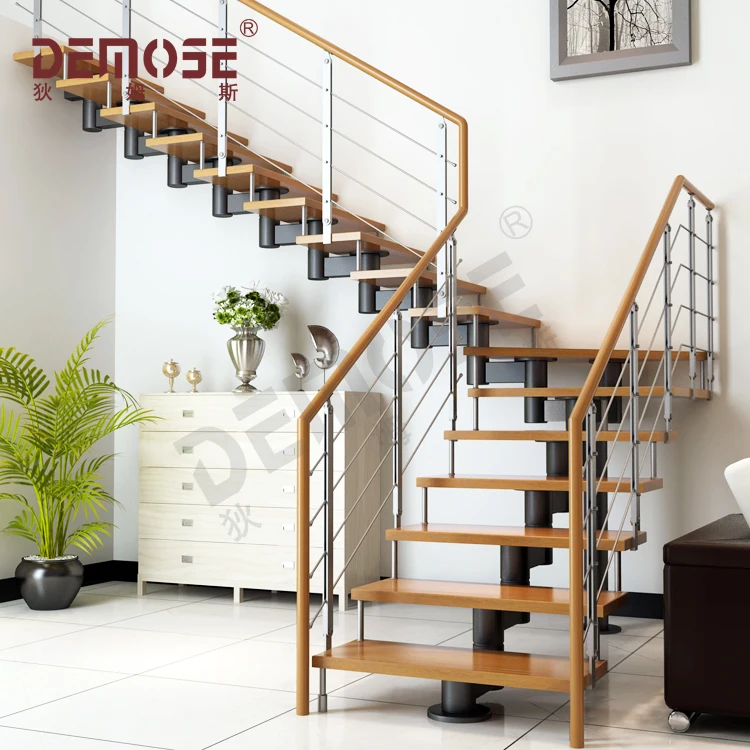 elegant easy installed good price L shaped wood stairs