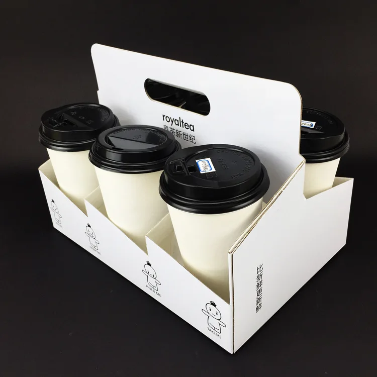
Eco Friendly Disposable Kraft Paper Take Out Pack Coffee Cup Drink Carriers Paper Cup Holders 