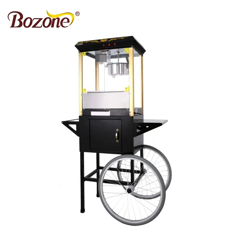 Factory Price 8 Oz automatic old fashioned electric commercial kettle caramel mobile popcorn machine maker with cart/wheels