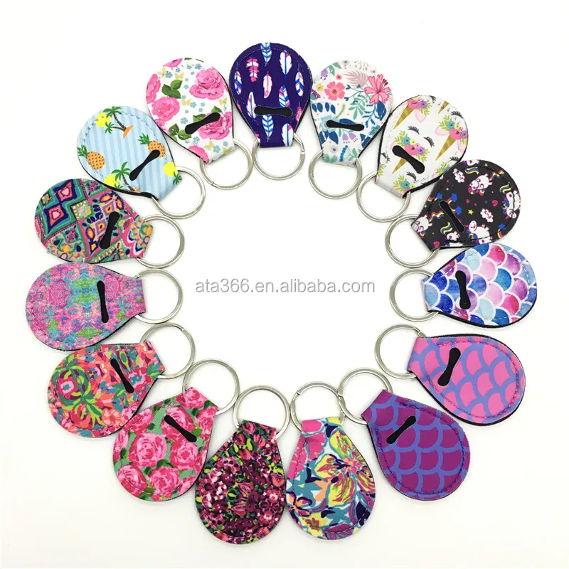 Custom Design Chapstick Keychain Girls Wholesale Ladies Lip Gloss Holder Lip Balm Holder Neoprene Keychain
