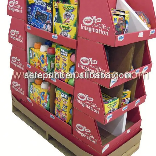 
Chocolate Floor Stand Retail Cardboard Paper Pop Corrugated Display Shelf Biscuit Display 