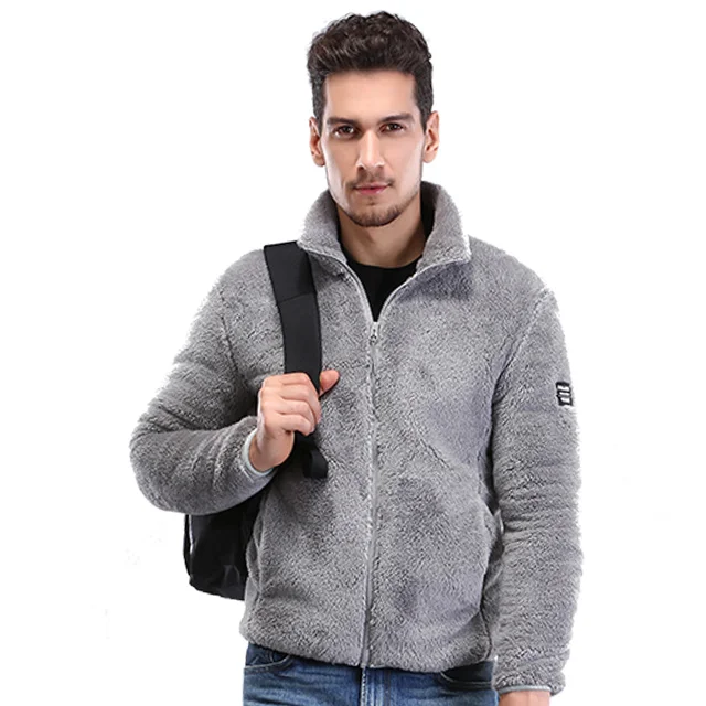 Однотонная ветровка для сохранения тепла, Мужская зимняя флисовая куртка