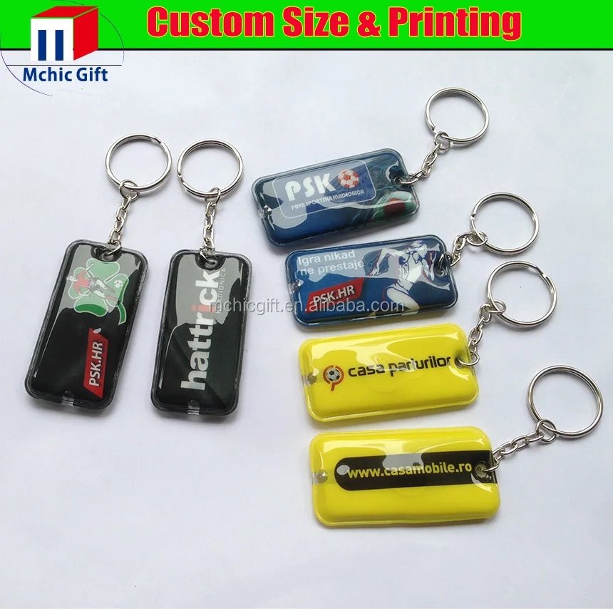 Customized Full Color Print Promotional PVC Led Keychain, Mini Flashlight