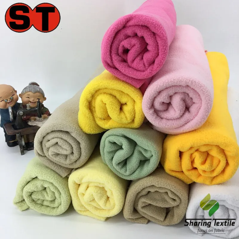 Stock Hundred Colors 180~300gsm Knitted Polyester Microfiber Sherpa Polar Fleece Two Sided Brushed Antipiling Jacket Fabric