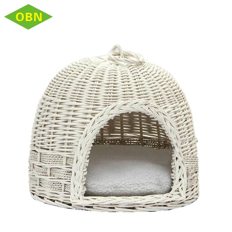 Новейшая классическая белая плетеная корзина для кошек из ивы домашних животных