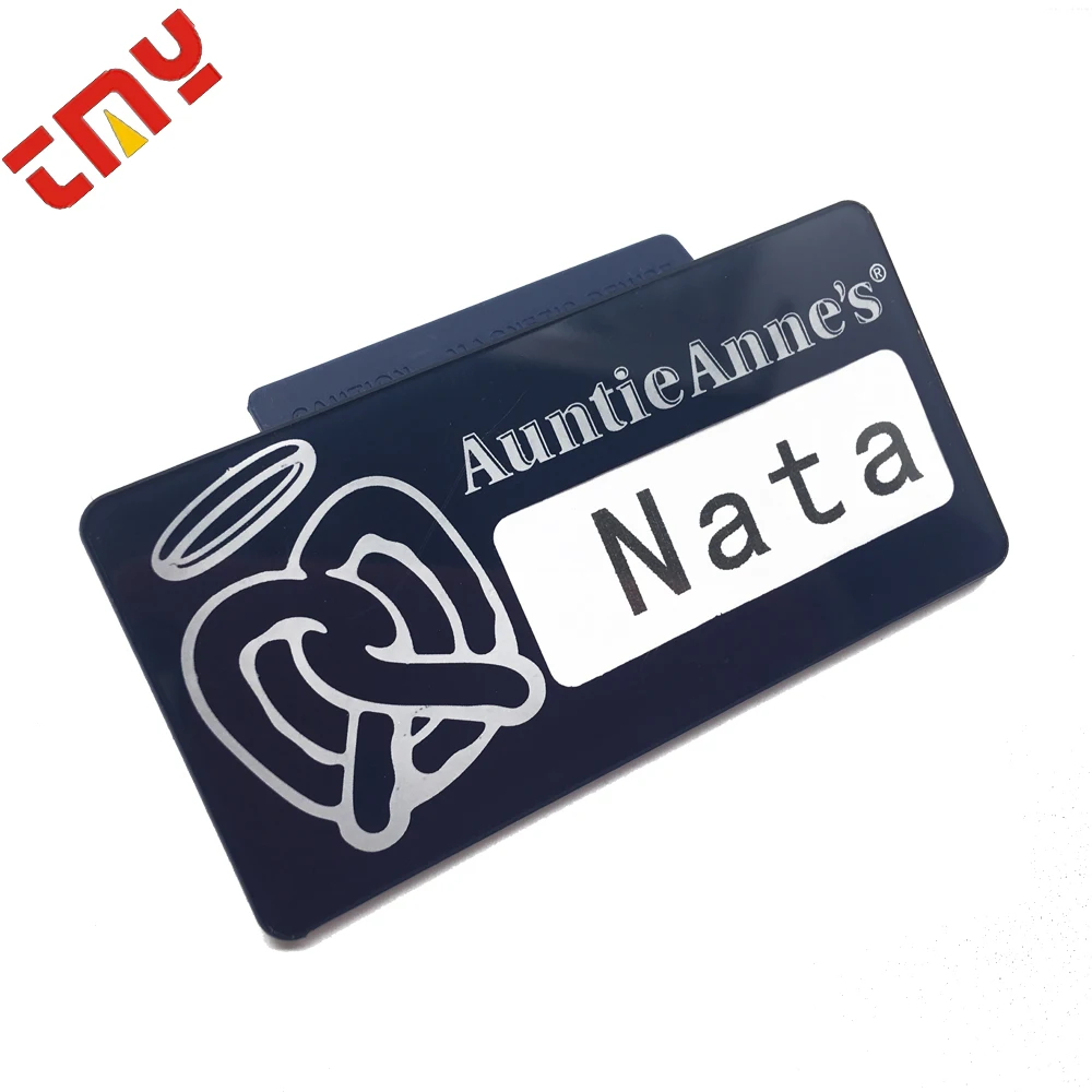 Custom Plastic PVC Reusable Name Badge With Magnet With Pin