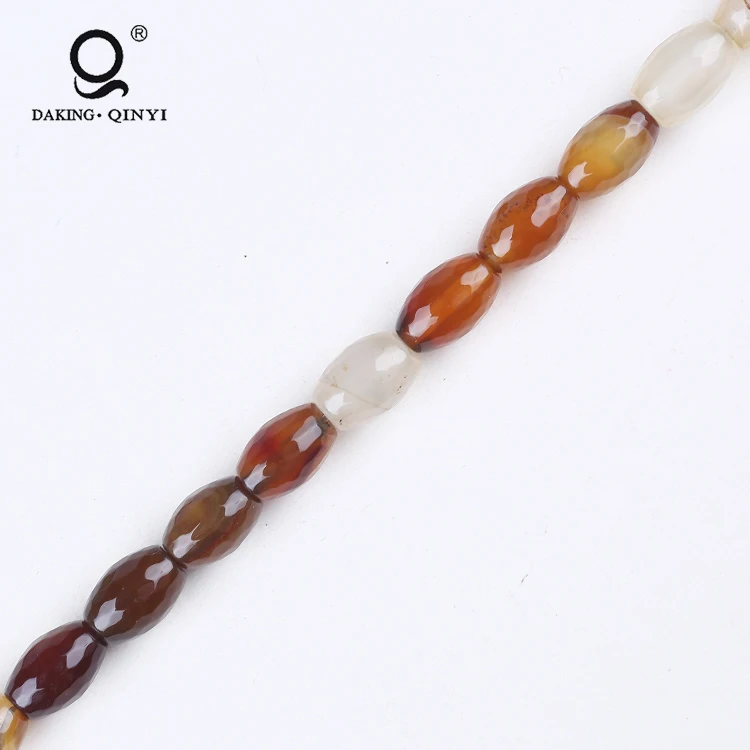 Factory Supply Wholesale Bulk Rice Shape Faceted Agate Stone Beads For Jewelry Making