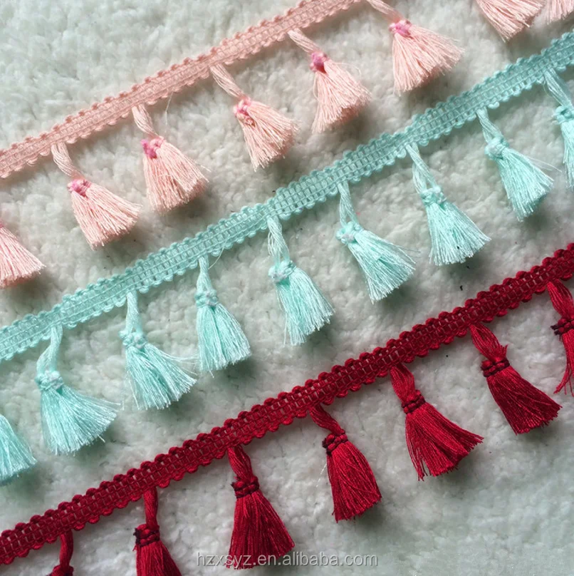 Factory wholesale 3inch width colorful 100% polyester brush drapet fringe