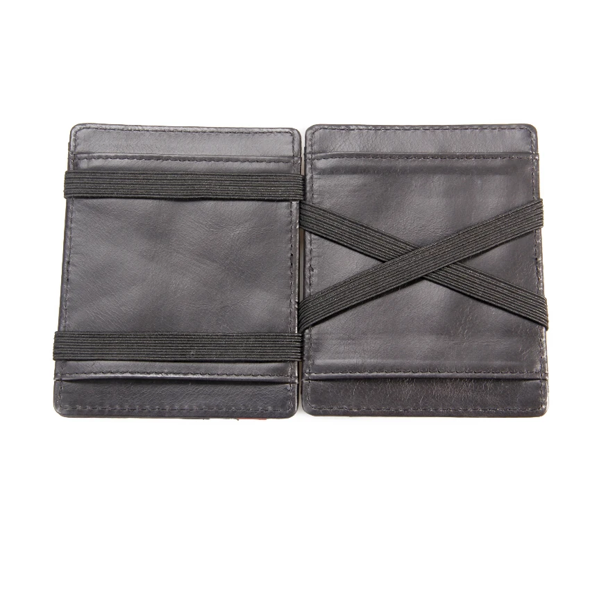 Factory New Arrival Full Grain Black Leather Magic Wallet Magic Card Holder Wallets With Coin Pocket