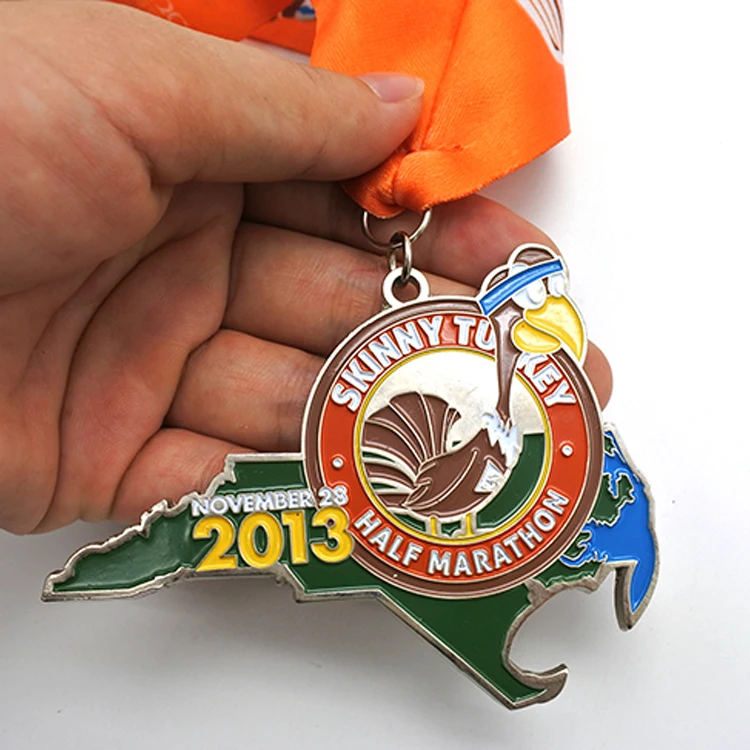 Custom Metal Virtual Run Race Medal Turkey Shaped Trot Run Half Marathon Sports Medallas